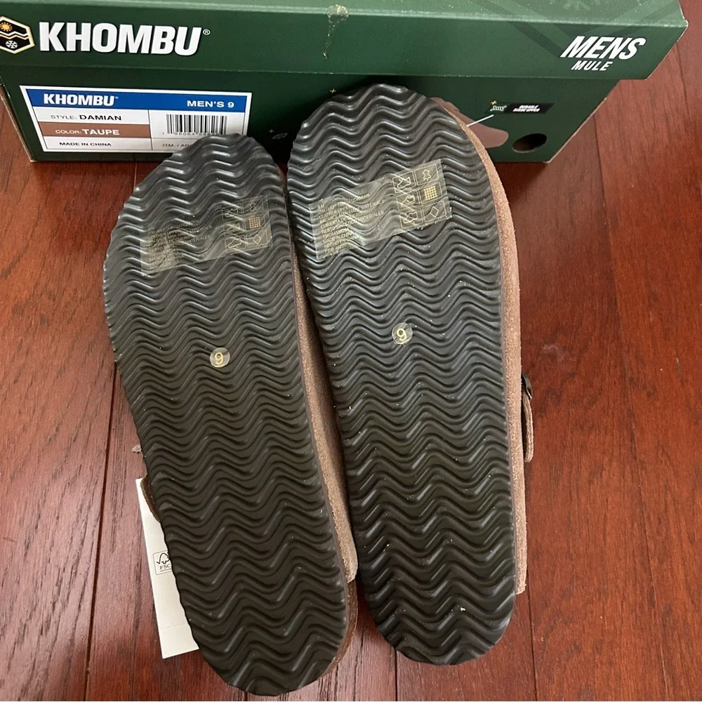 Khombu Mule Shoes Mens Size 9 Taupe Slip On Cork Cushioned Damian new in box